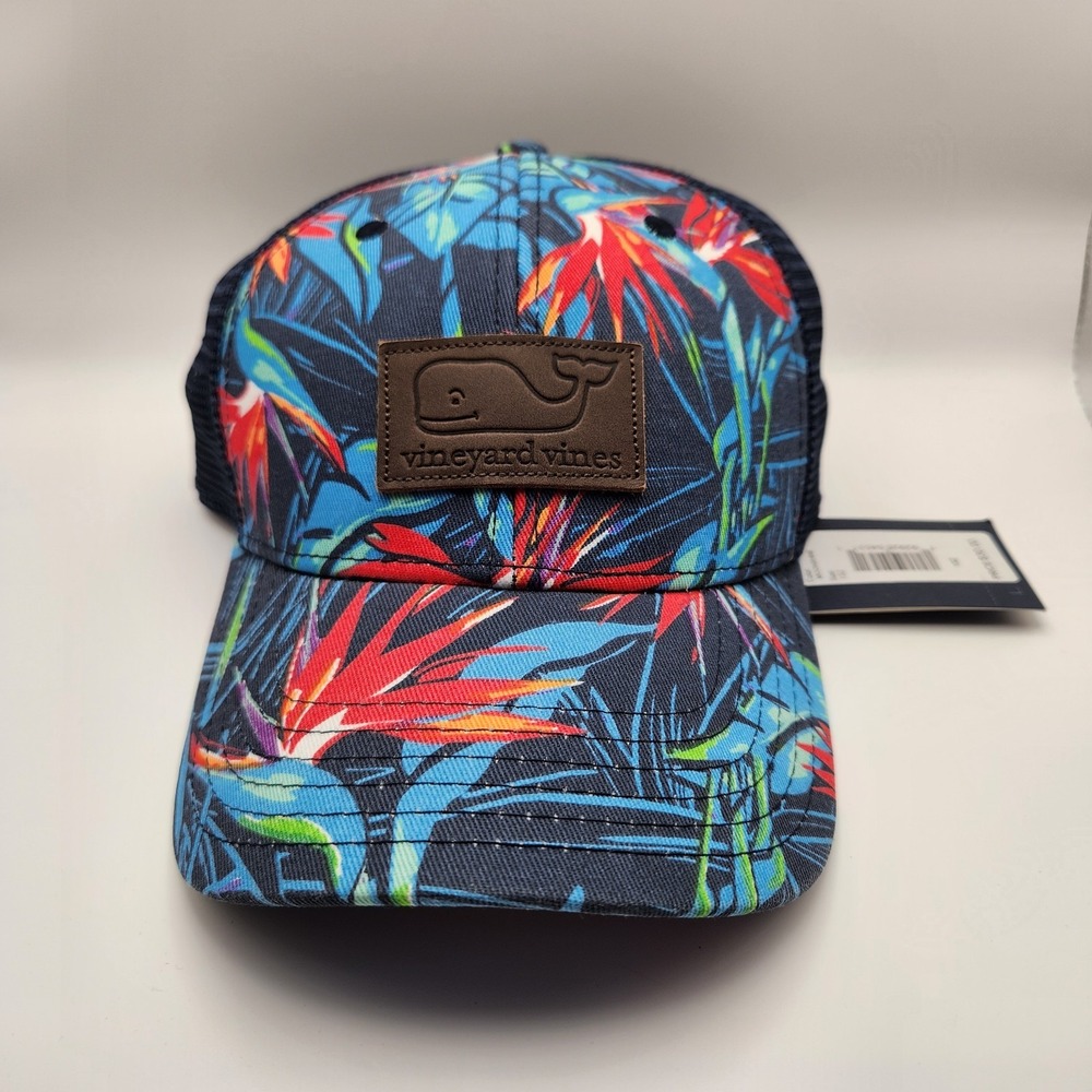 Vineyard Vines Hawaiian Tropical Floral Paradise Trucker Snapback Mesh Hat NWT